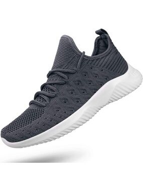 Women's Dark Grey Walking Sneakers Running Non Slip Tennis Lightweight Gym Shoes